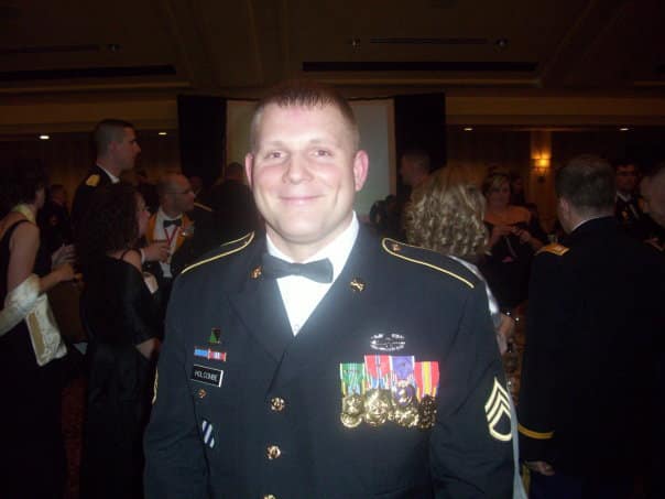 “My Bronze Star for Valor was for OIF-1. I ended up shooting, killing two snipers on a rooftop with my .50 Cal. when we came into contact, and then we came under intense fire in Baghdad,” said Holcombe. “I ended up jumping on top of my Humvee while taking sniper rounds and shooting a Javelin into the building, destroying the building... “We ended up having to call for fire on our location because we were getting overrun," Holcombe continued. “I just looked at the map... gave them a grid... and then all you hear is 'rounds on the way.'... I told myself, never ever make fun of artillery ever again."