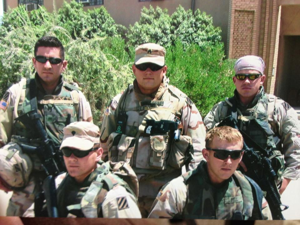 “My Bronze Star for Valor was for OIF-1. I ended up shooting, killing two snipers on a rooftop with my .50 Cal. when we came into contact, and then we came under intense fire in Baghdad,” said Holcombe. “I ended up jumping on top of my Humvee while taking sniper rounds and shooting a Javelin into the building, destroying the building... “We ended up having to call for fire on our location because we were getting overrun," Holcombe continued. “I just looked at the map... gave them a grid... and then all you hear is 'rounds on the way.'... I told myself, never ever make fun of artillery ever again."